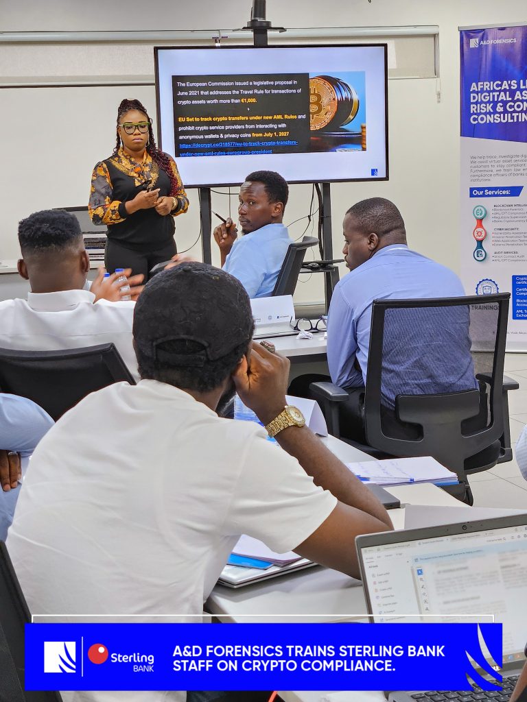 A&D Forensics Conducts 5-Day Cryptocurrency Compliance Training for Sterling Bank Nigeria.