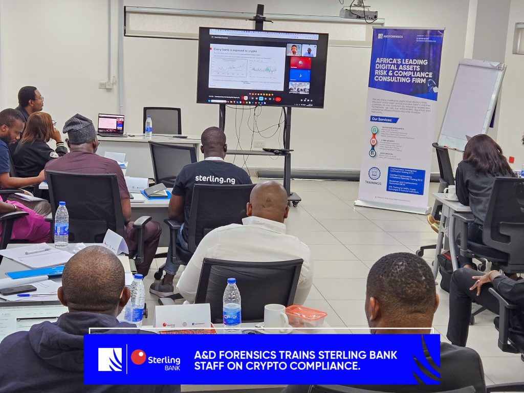 A&D Forensics Conducts 5-Day Cryptocurrency Compliance Training for Sterling Bank Nigeria.