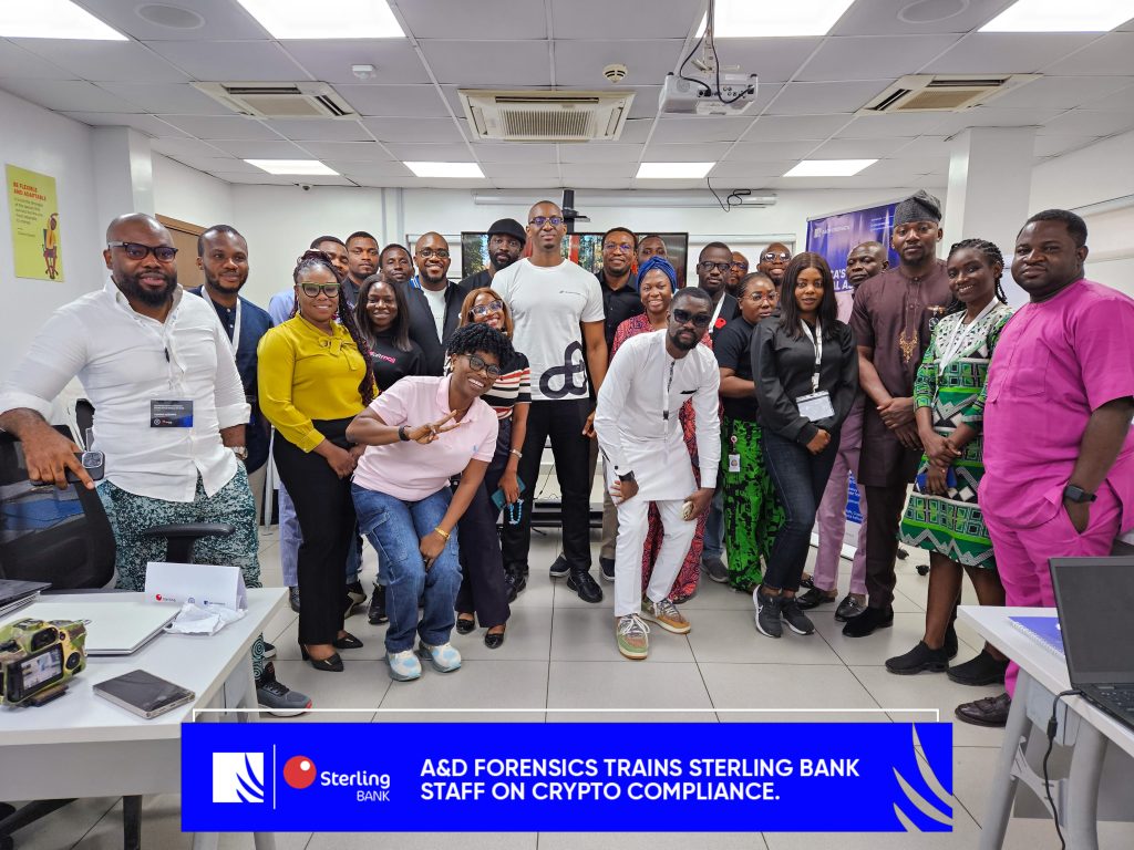 A&D Forensics Conducts 5-Day Cryptocurrency Compliance Training for Sterling Bank Nigeria.
