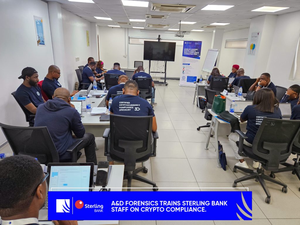 A&D Forensics Conducts 5-Day Cryptocurrency Compliance Training for Sterling Bank Nigeria.