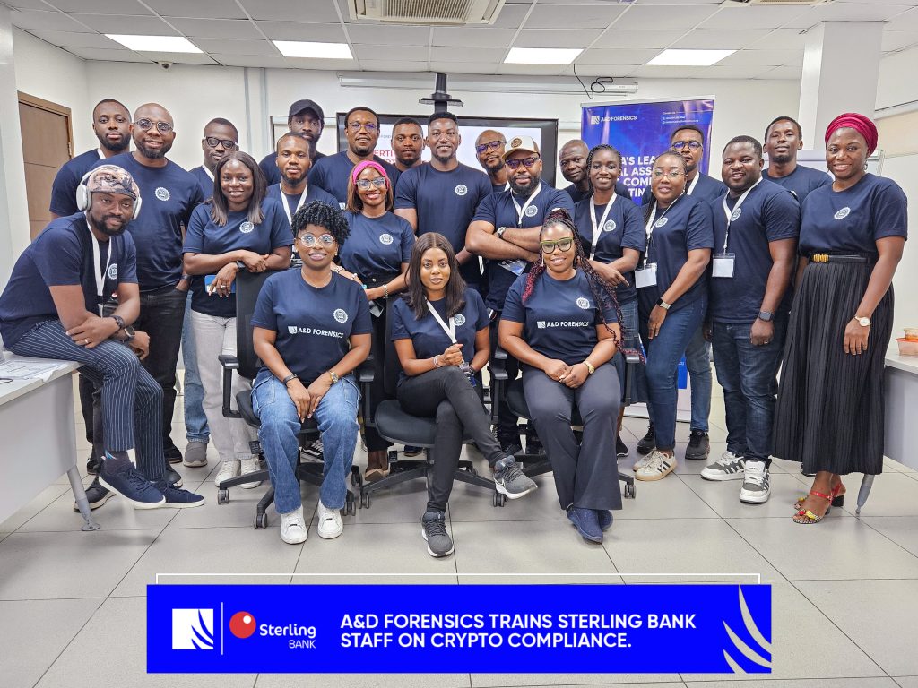 A&D Forensics Conducts 5-Day Cryptocurrency Compliance Training for Sterling Bank Nigeria.