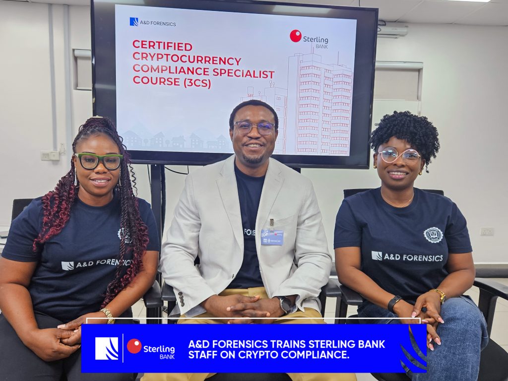 A&D Forensics Conducts 5-Day Cryptocurrency Compliance Training for Sterling Bank Nigeria.
