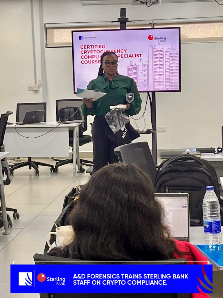 A&D Forensics Conducts 5-Day Cryptocurrency Compliance Training for Sterling Bank Nigeria.